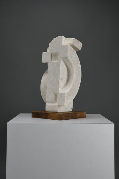 “Frammenti IV”, Cubist inspired Limestone sculpture by Alberto Cabiddu 1997 - Decor