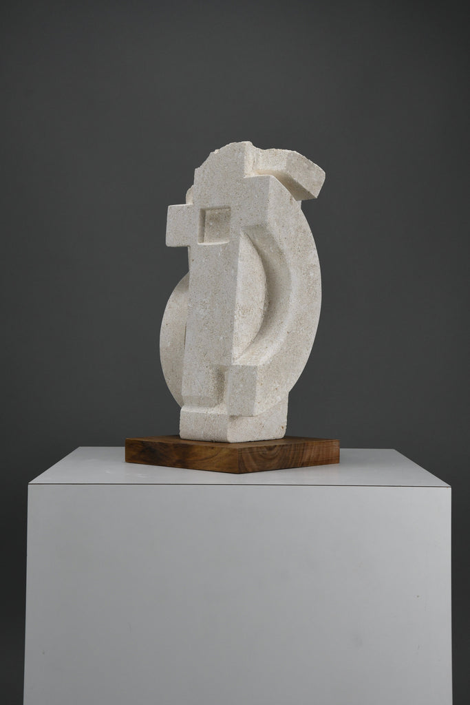 “Frammenti IV”, Cubist inspired Limestone sculpture by Alberto Cabiddu 1997 - Decor
