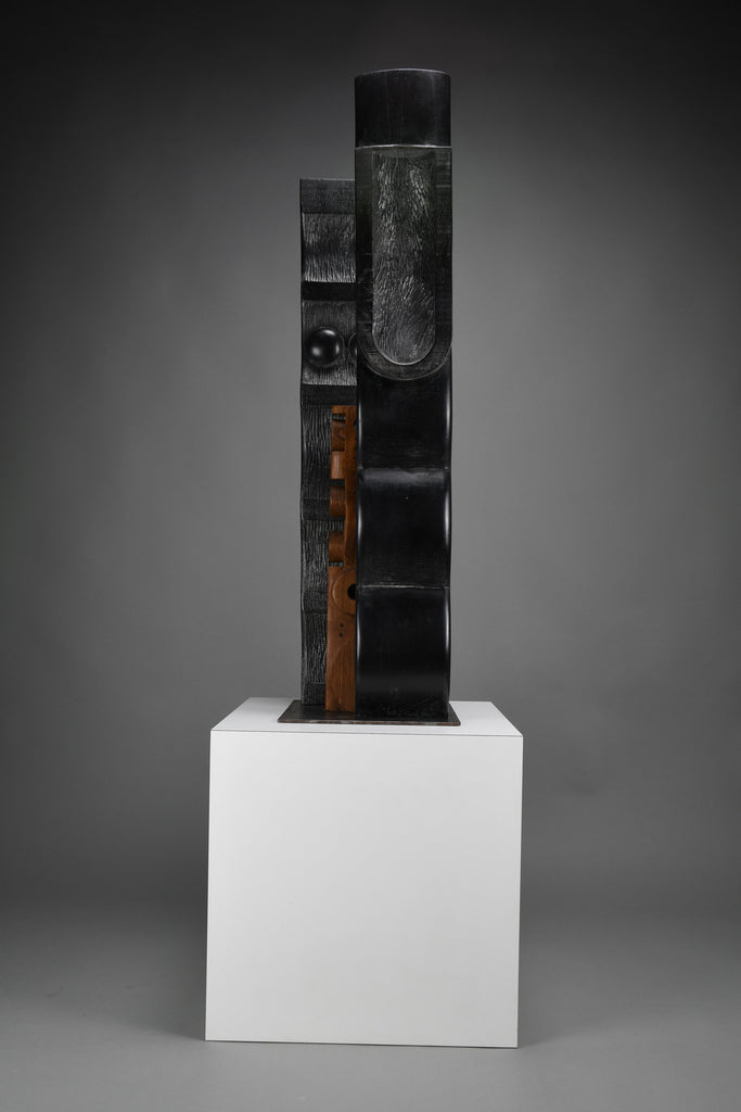 “Fratelli” (Brothers), Ebonized wood totemic sculpture by Alberto Cabiddu 1998 - Art