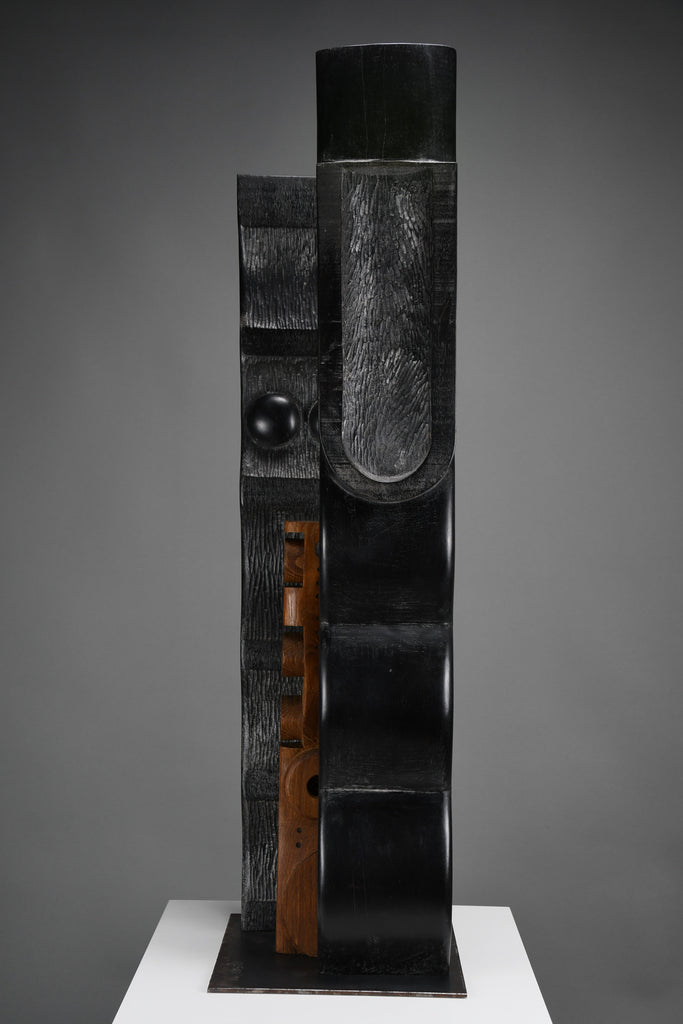 “Fratelli” (Brothers), Ebonized wood totemic sculpture by Alberto Cabiddu 1998 - Art