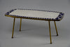 Grey and Blue Glass Mosaic Brass Mid-Century Modern Side Table - Furniture