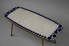 Grey and Blue Glass Mosaic Brass Mid-Century Modern Side Table - Furniture