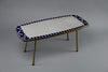 Grey and Blue Glass Mosaic Brass Mid-Century Modern Side Table - Furniture