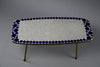 Grey and Blue Glass Mosaic Brass Mid-Century Modern Side Table - Furniture