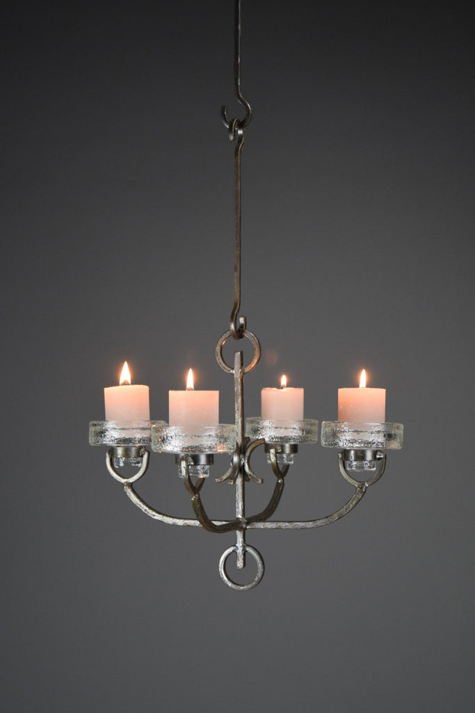 iittala mid century modern wrought iron and glass ceiling candle holder - Decor