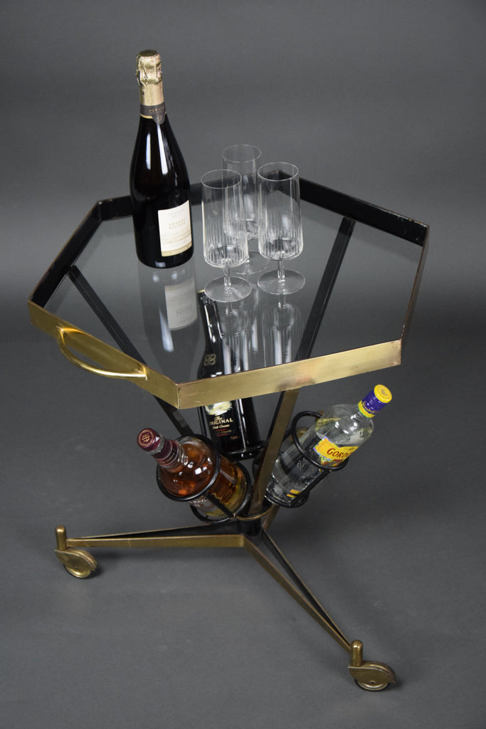 Italian 1960 Brass and Glass Bar Trolley - Furniture