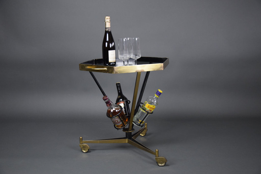 Italian 1960 Brass and Glass Bar Trolley - Furniture