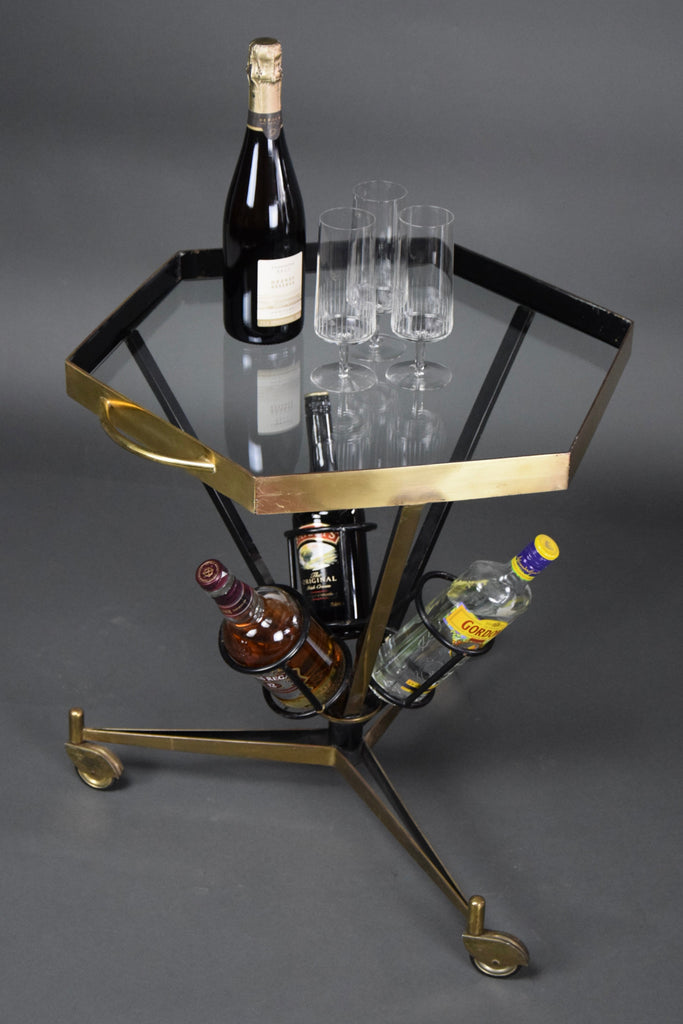 Italian 1960 Brass and Glass Bar Trolley - Furniture