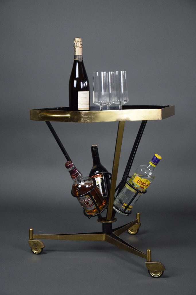 Italian 1960 Brass and Glass Bar Trolley - Furniture