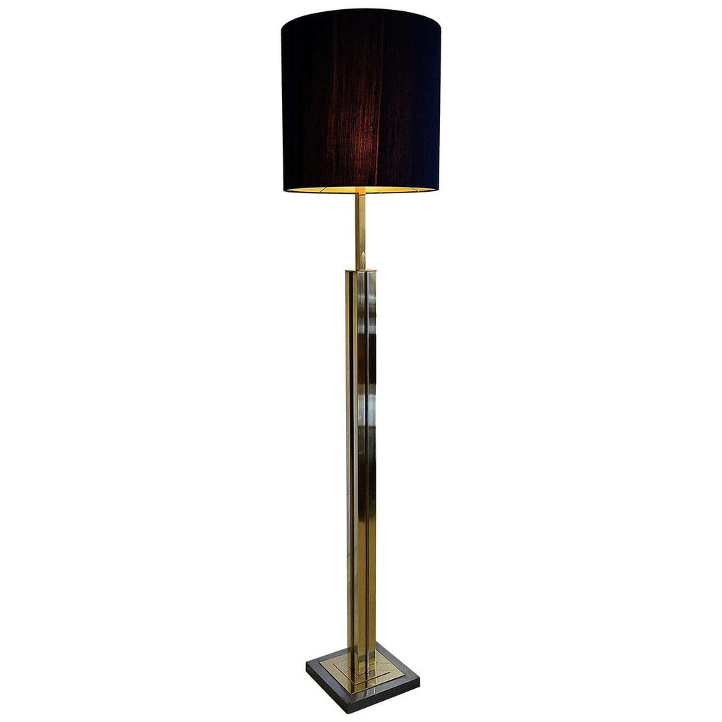 Italian Hollywood Regency Brass and Chrome Willy Rizzo Floor Lamp - Lighting