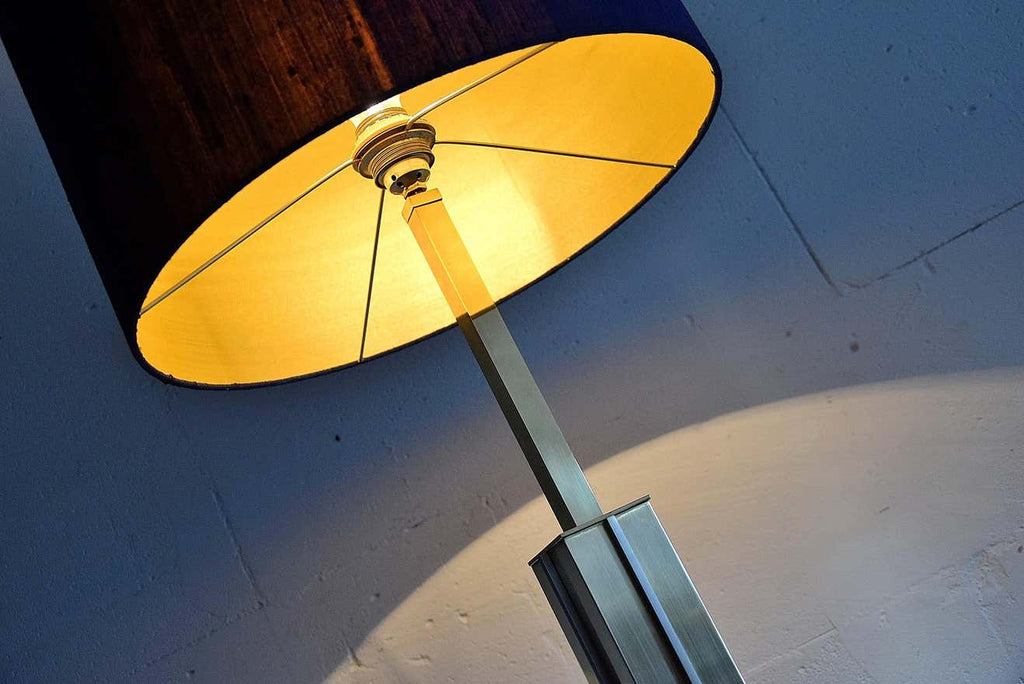 Italian Hollywood Regency Brass and Chrome Willy Rizzo Floor Lamp - Lighting