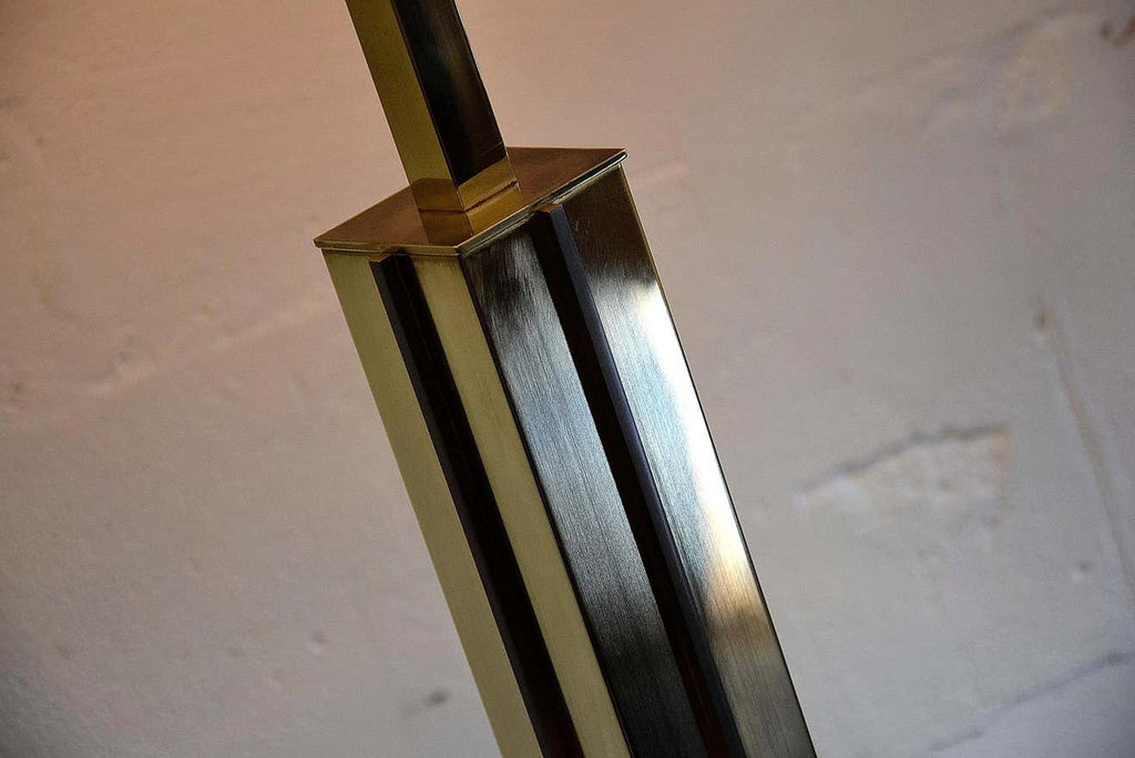 Italian Hollywood Regency Brass and Chrome Willy Rizzo Floor Lamp - Lighting