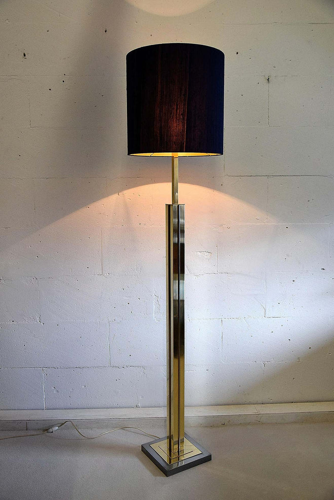 Italian Hollywood Regency Brass and Chrome Willy Rizzo Floor Lamp - Lighting