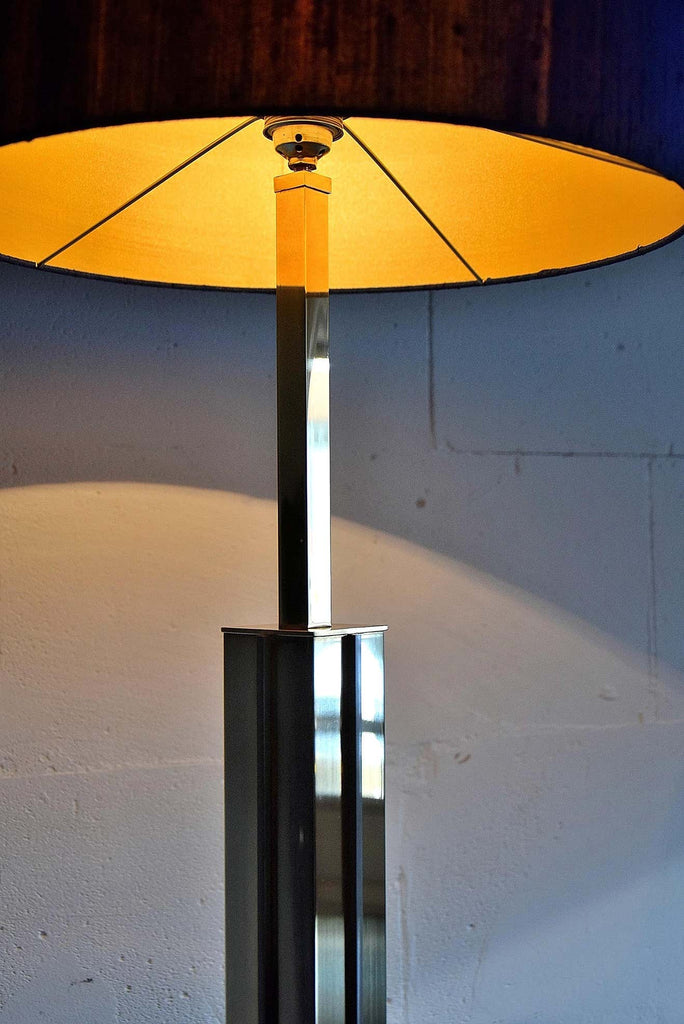 Italian Hollywood Regency Brass and Chrome Willy Rizzo Floor Lamp - Lighting