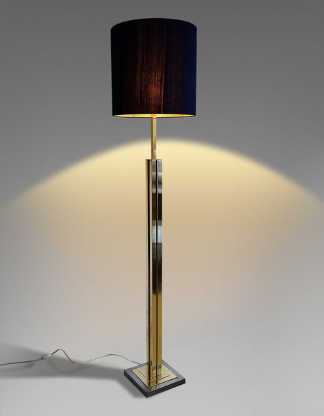 Italian Hollywood Regency Brass and Chrome Willy Rizzo Floor Lamp - Lighting