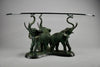 Italian hollywood regency brass elephants coffee Table with glass round top - Coffee Table
