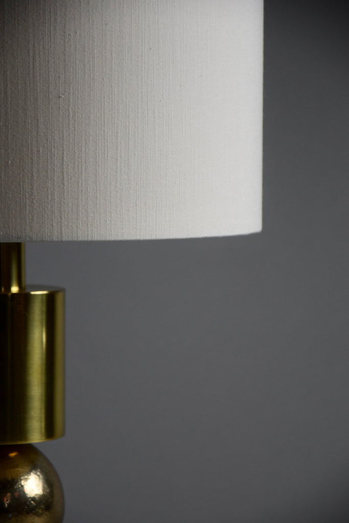 Italian Late 1960’s Brass Table Lamp With Ivory Colored Shade - Lighting