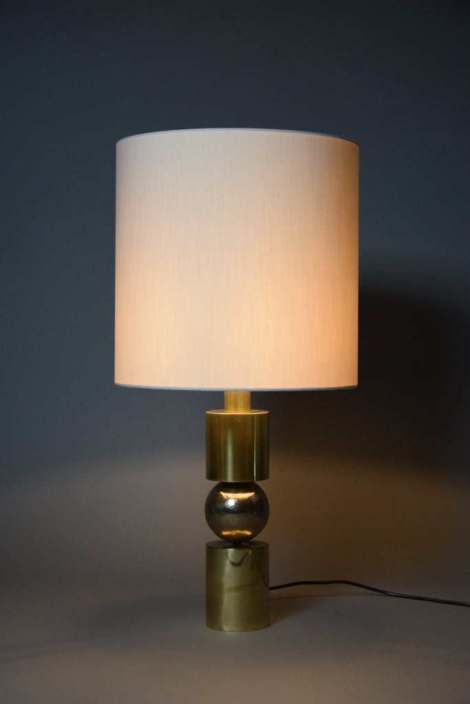 Italian Late 1960’s Brass Table Lamp With Ivory Colored Shade - Lighting