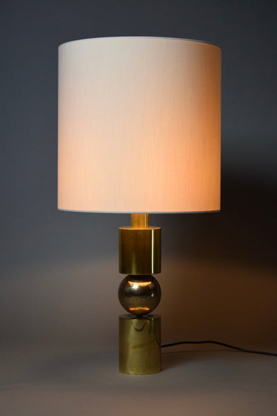 Italian Late 1960’s Brass Table Lamp With Ivory Colored Shade - Lighting