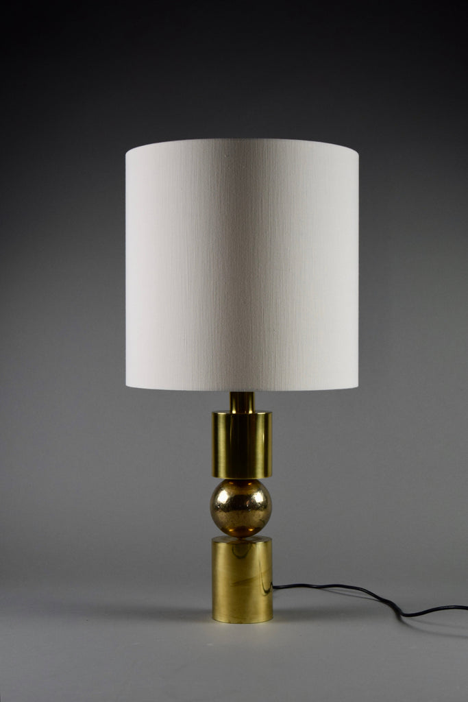 Italian Late 1960’s Brass Table Lamp With Ivory Colored Shade - Lighting