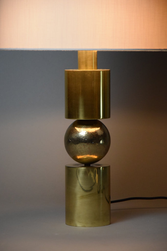 Italian Late 1960’s Brass Table Lamp With Ivory Colored Shade - Lighting
