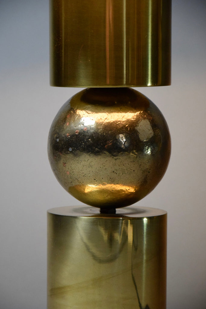 Italian Late 1960’s Brass Table Lamp With Ivory Colored Shade - Lighting