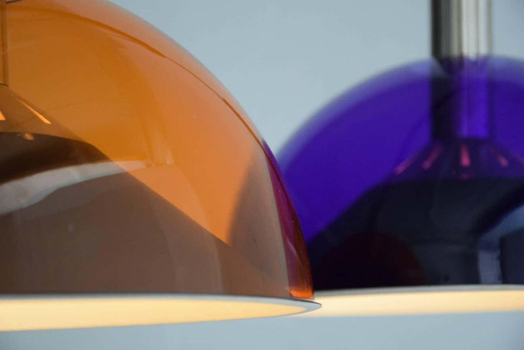 Italian Mid century Modern Purple and Orange Ceiling Lamp - Lighting