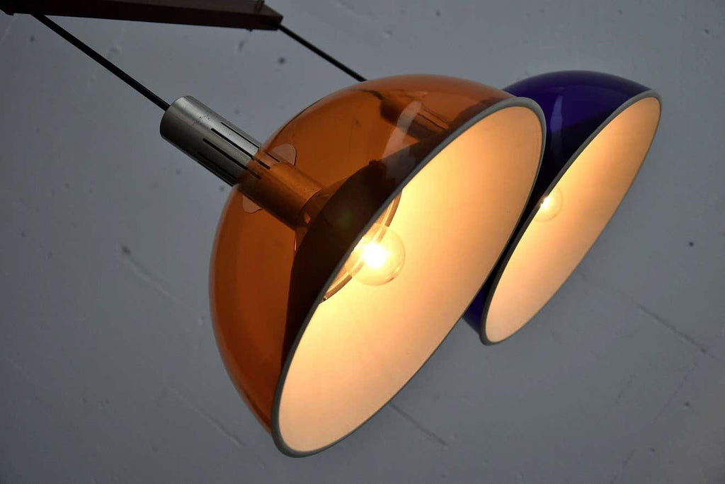 Italian Mid century Modern Purple and Orange Ceiling Lamp - Lighting