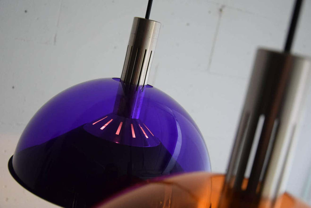 Italian Mid century Modern Purple and Orange Ceiling Lamp - Lighting
