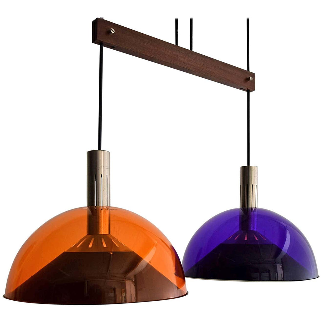 Italian Mid century Modern Purple and Orange Ceiling Lamp - Lighting
