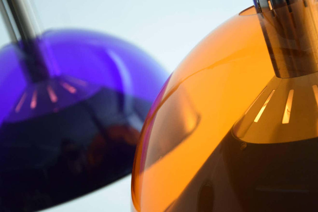 Italian Mid century Modern Purple and Orange Ceiling Lamp - Lighting