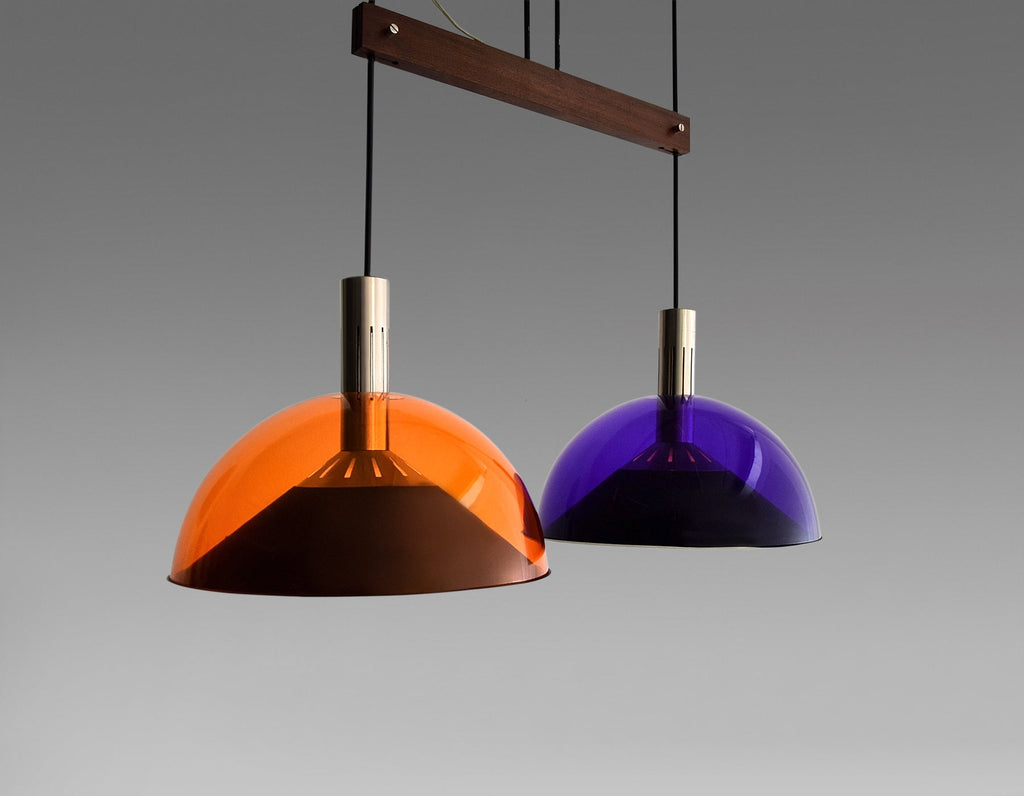 Italian Mid century Modern Purple and Orange Ceiling Lamp - Lighting