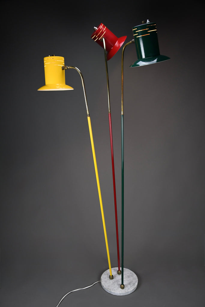 Italian mid century modern red green and yellow floor lamp by Lumi - Lighting