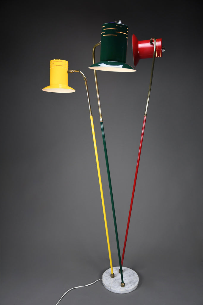 Italian mid century modern red green and yellow floor lamp by Lumi - Lighting