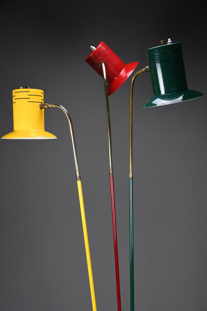 Italian mid century modern red green and yellow floor lamp by Lumi - Lighting