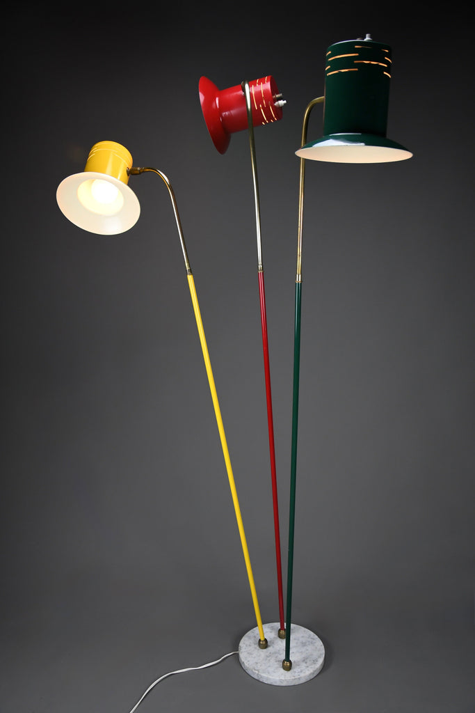 Italian mid century modern red green and yellow floor lamp by Lumi - Lighting