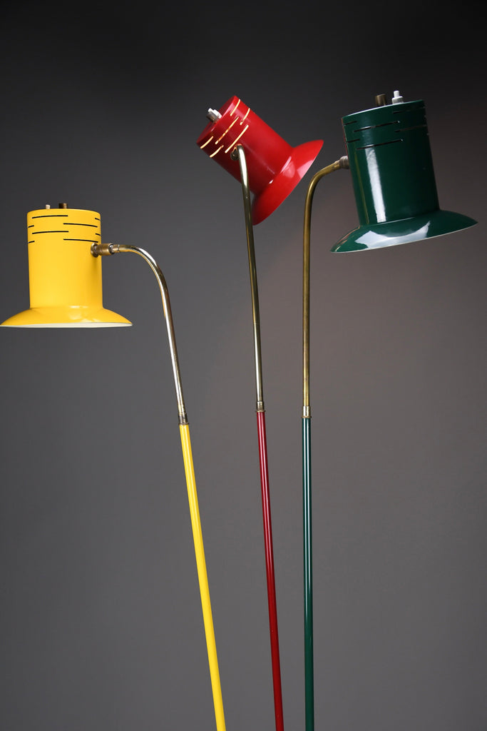 Italian mid century modern red green and yellow floor lamp by Lumi - Lighting