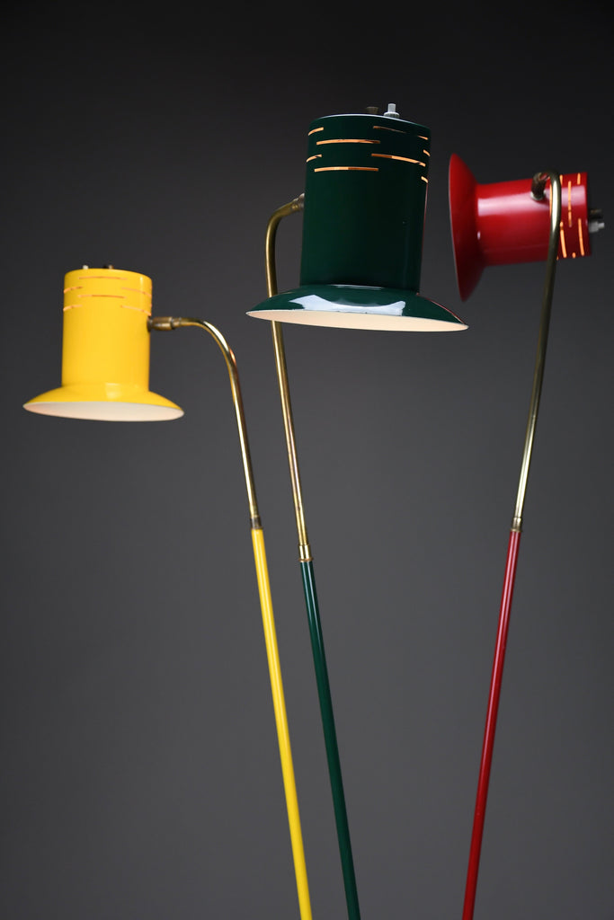 Italian mid century modern red green and yellow floor lamp by Lumi - Lighting