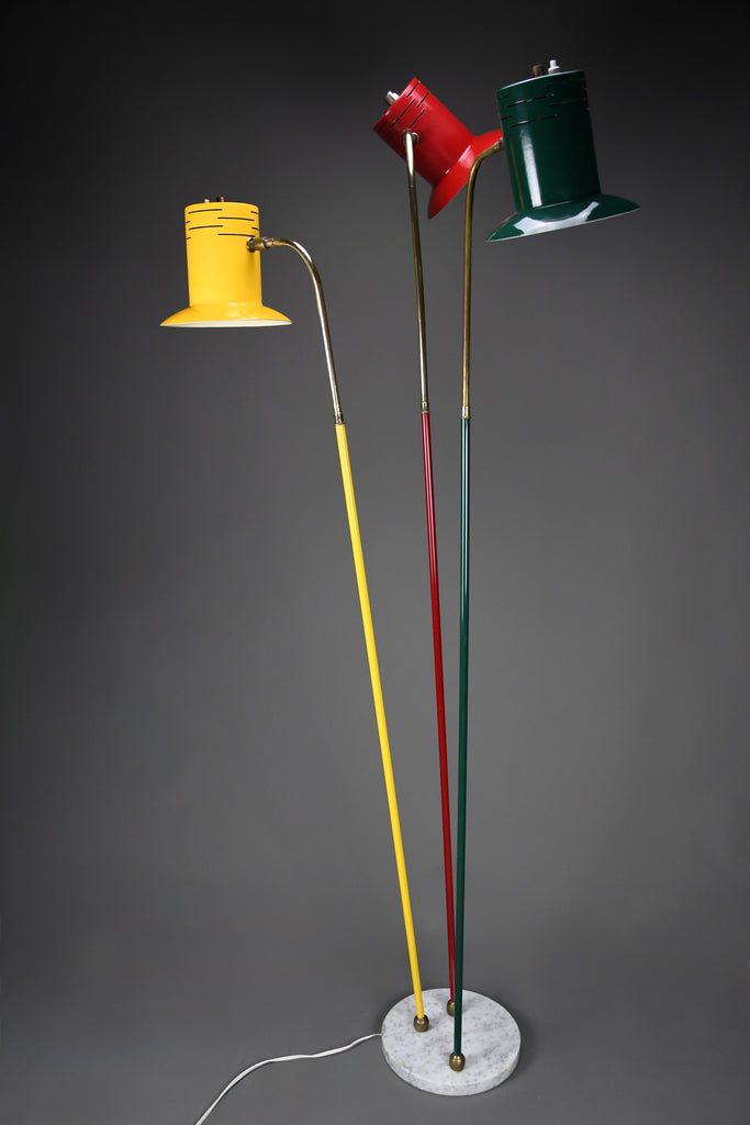Italian mid century modern red green and yellow floor lamp by Lumi - Lighting