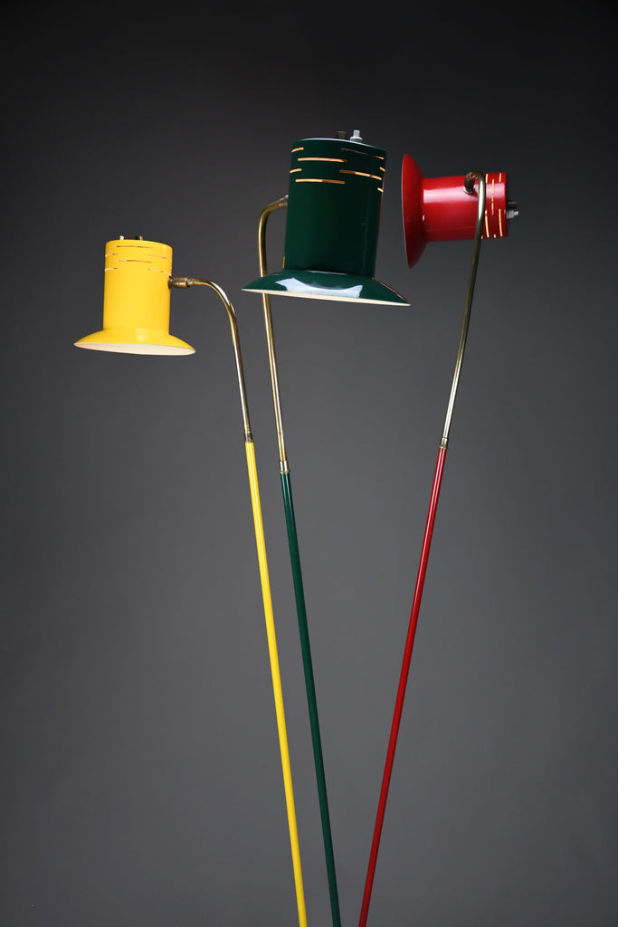 Italian mid century modern red green and yellow floor lamp by Lumi - Lighting