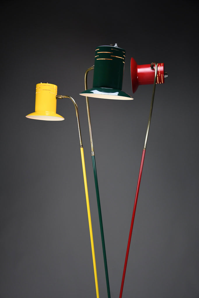 Italian mid century modern red green and yellow floor lamp by Lumi - Lighting