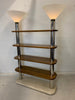 Italian Post Modern Travertine Wood and Polished Stainless Steel Bookcase - storage