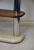 Italian Post Modern Travertine Wood and Polished Stainless Steel Bookcase - storage