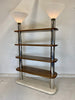 Italian Post Modern Travertine Wood and Polished Stainless Steel Bookcase - storage