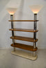 Italian Post Modern Travertine Wood and Polished Stainless Steel Bookcase - storage