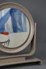 Italian postmodern vanity mirror in taupe lacquered wood tilting 1980s - Decor
