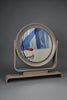 Italian postmodern vanity mirror in taupe lacquered wood tilting 1980s - Decor