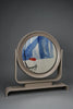 Italian postmodern vanity mirror in taupe lacquered wood tilting 1980s - Decor