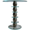 Italian Round Mid-Century Glass and Chrome Plated Brass Side Table - Furniture