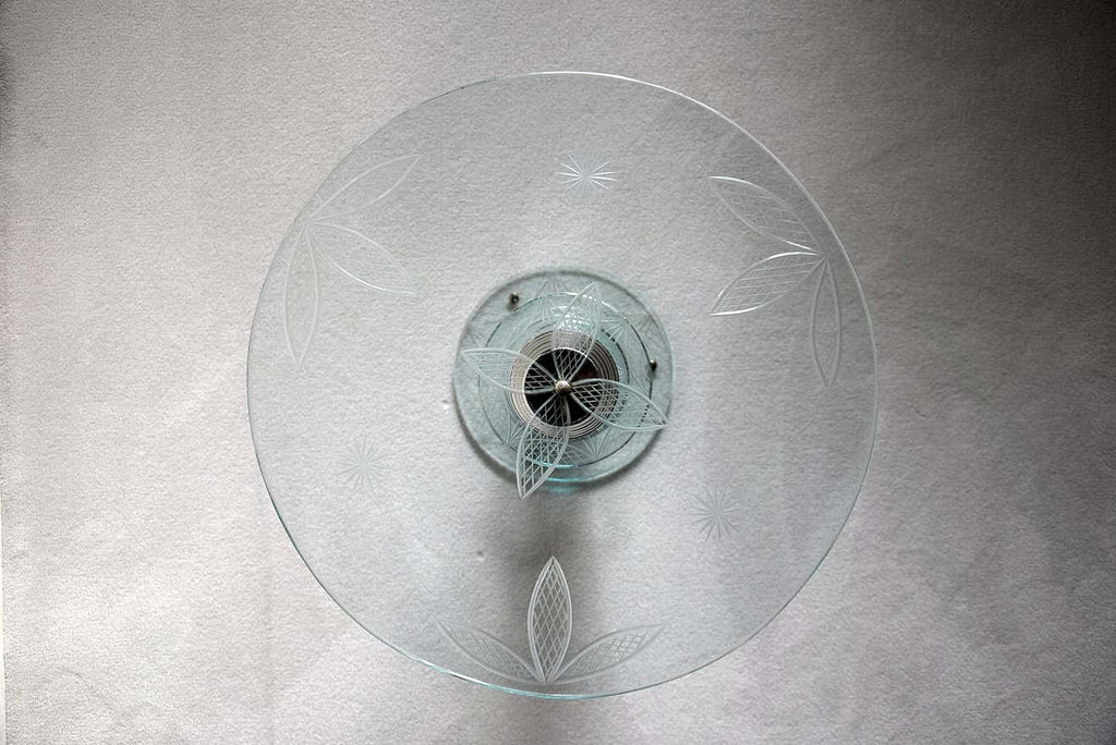 Italian Round Mid-Century Glass and Chrome Plated Brass Side Table - Furniture